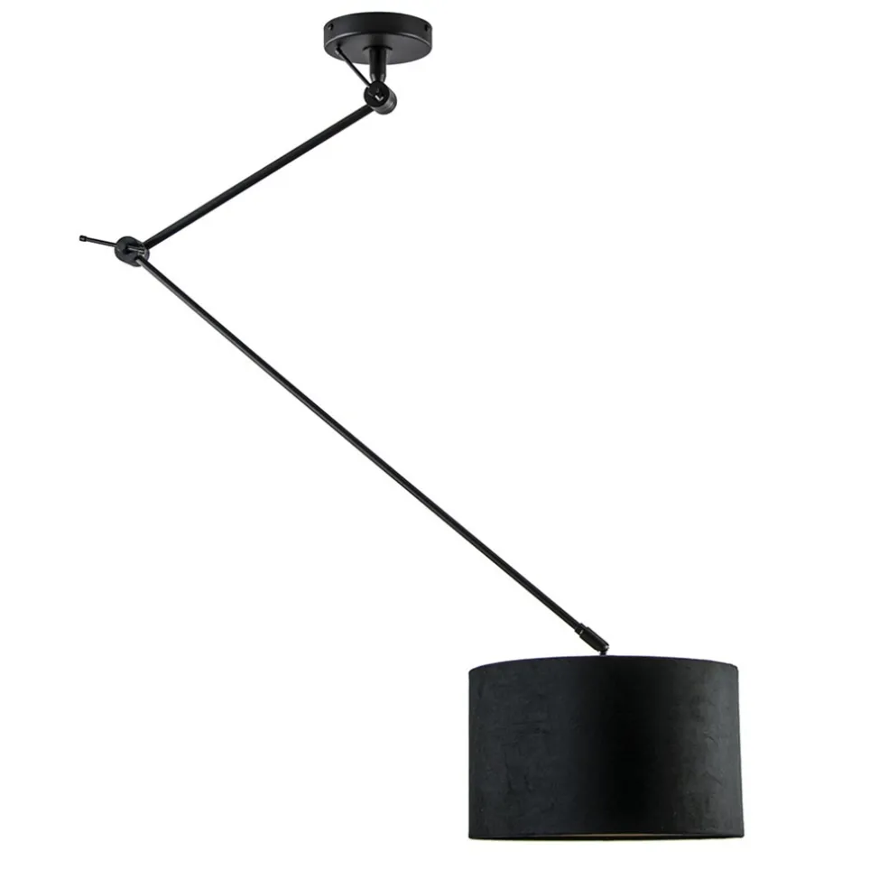 verstelbare_plafondlamp_z_0-1.webp Discount Straluma Verstelbare plafondlamp zwart met velourse kap