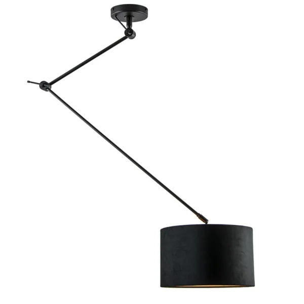 verstelbare_plafondlamp_z_1-1.webp Discount Straluma Verstelbare plafondlamp zwart met velourse kap