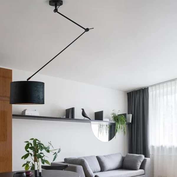 verstelbare_plafondlamp_z_4.webp Discount Straluma Verstelbare plafondlamp zwart met velourse kap