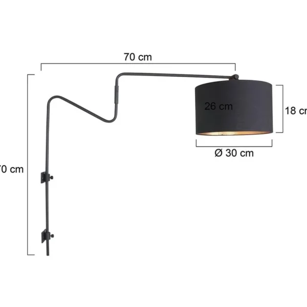 Sale Straluma Verstelbare wandlamp met zwart/gouden kap
