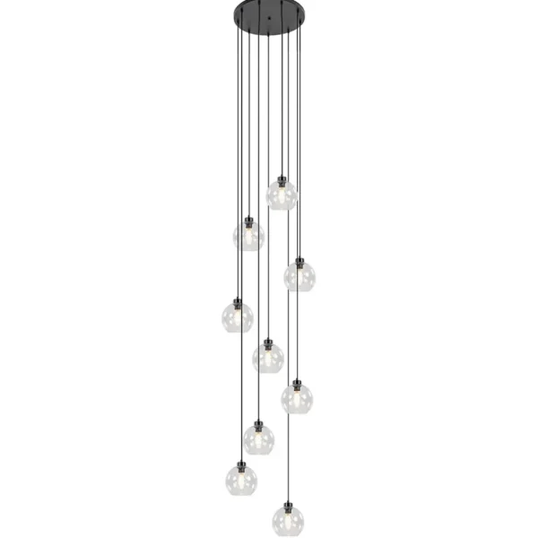 videlamp__multipendel_l_z_1.webp Hot Straluma Videlamp / multipendel 9L zwart helder bolglas