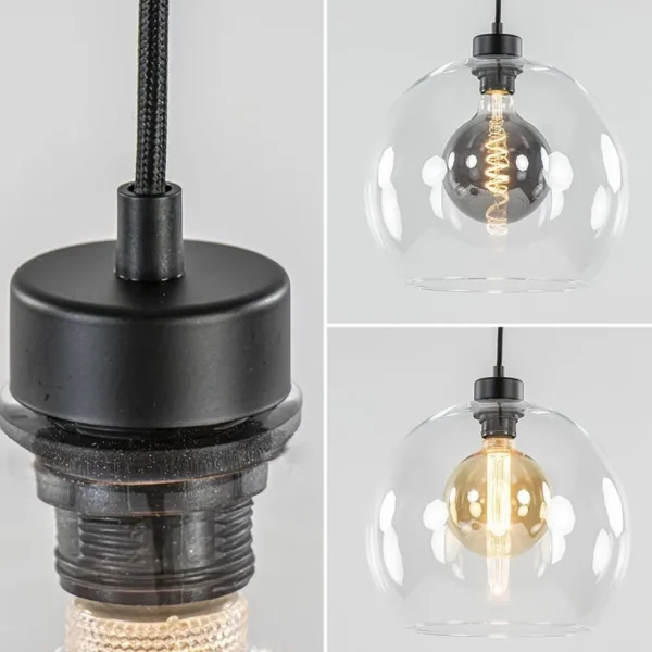 videlamp__multipendel_zwa_3.webp Shop Straluma Videlamp / multipendel zwart met 5 helder glazen bollen