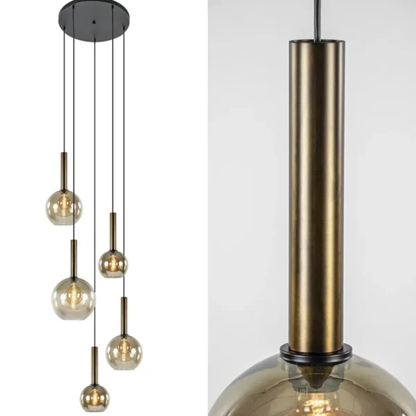videlamp_bella_l_rond_zwa_1.webp Sale Straluma Videlamp Bella 5L rond zwart/brons+smoke