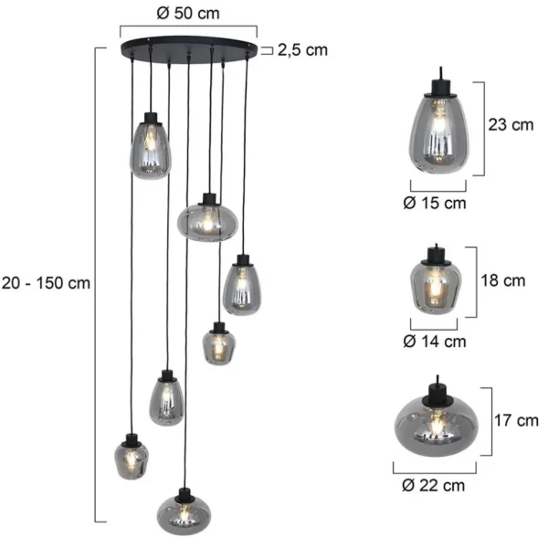 Store Straluma Videlamp 7L zwart met smoke glas mix