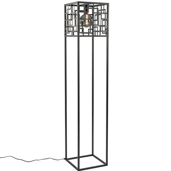 Store Straluma Vierkante vloerlamp mat zwart metaal