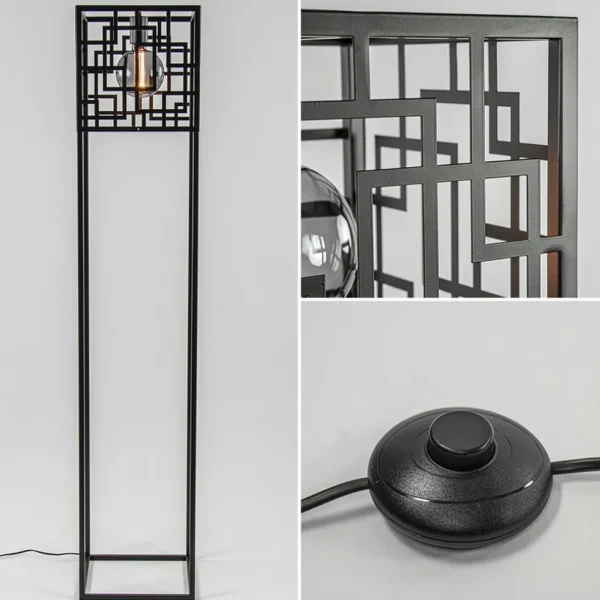 Store Straluma Vierkante vloerlamp mat zwart metaal