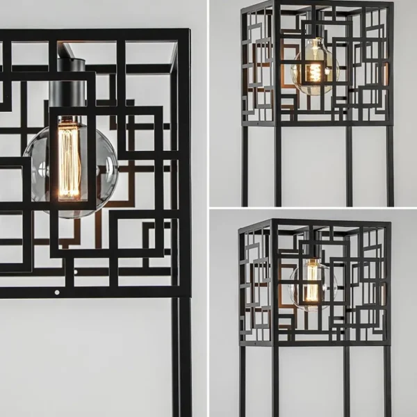 Store Straluma Vierkante vloerlamp mat zwart metaal