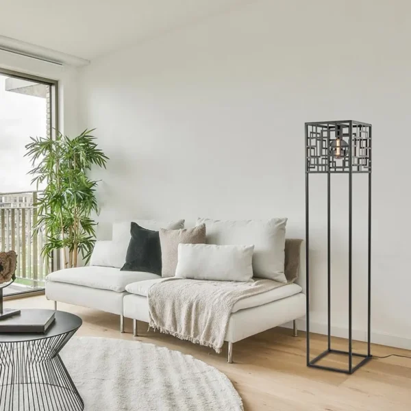 Store Straluma Vierkante vloerlamp mat zwart metaal