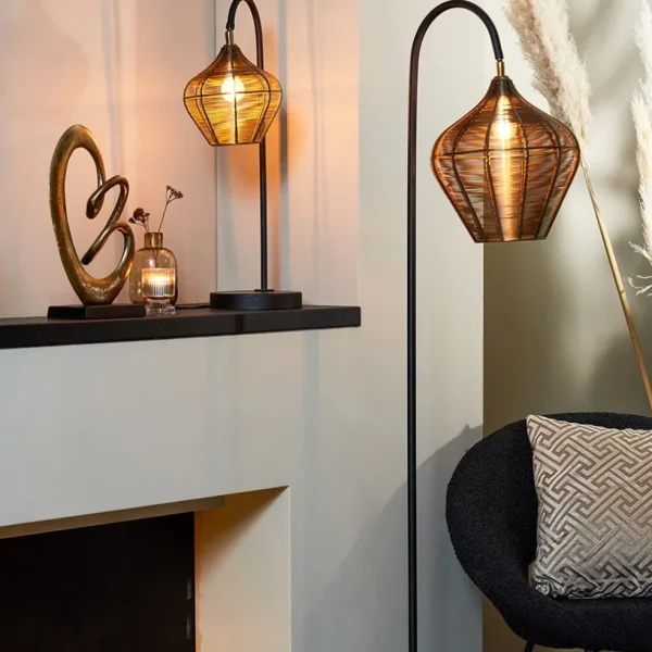 Cheap Straluma Vloerlamp Alvaro antiek brons + mat zwart