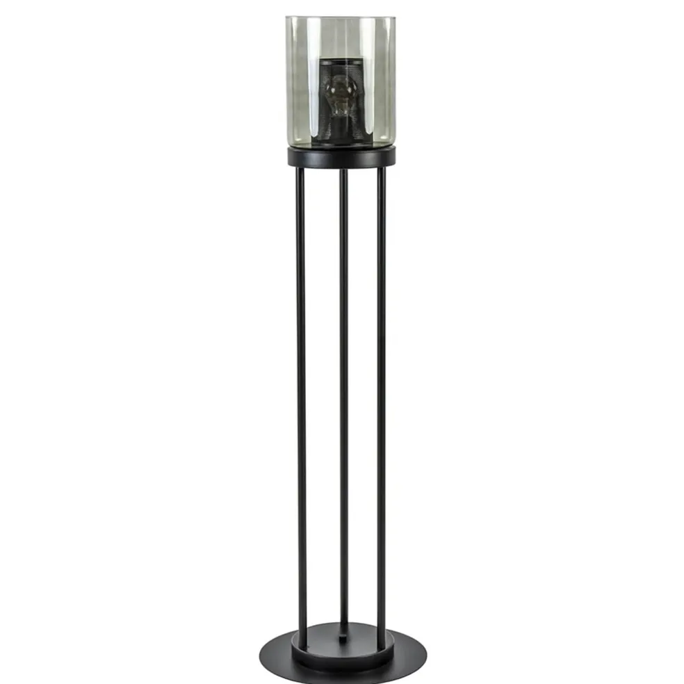 vloerlamp_cilinder_mat_zw_0.webp Store Straluma Vloerlamp cilinder mat zwart met smoke glazen kap