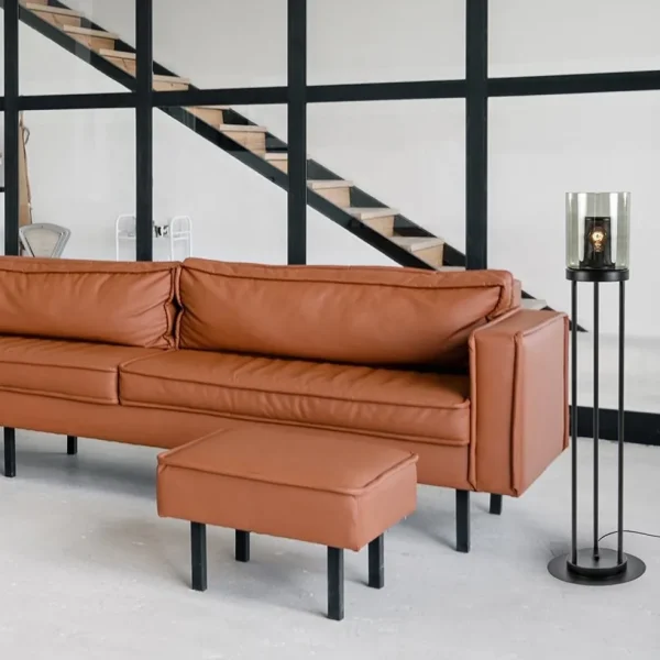 Store Straluma Vloerlamp cilinder mat zwart met smoke glazen kap