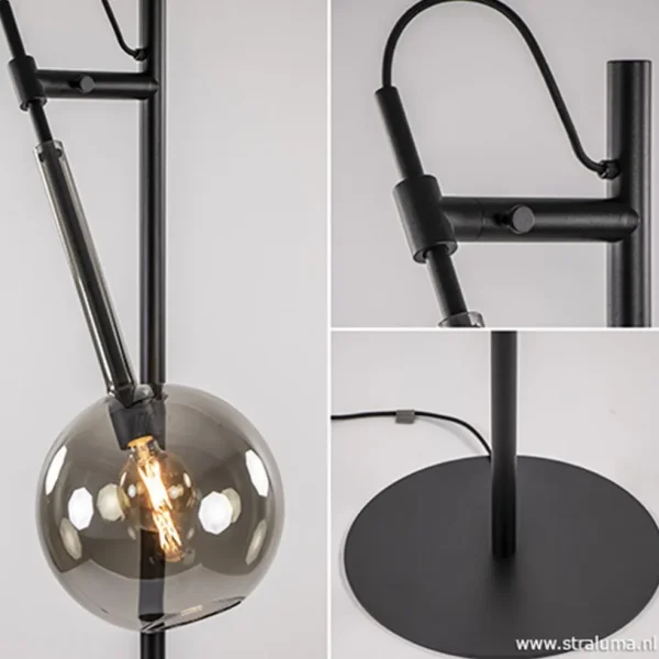 vloerlamp_globe_l_zwartsm_3.webp Cheap Straluma Vloerlamp Globe 1L zwart/smoke glas 25cm