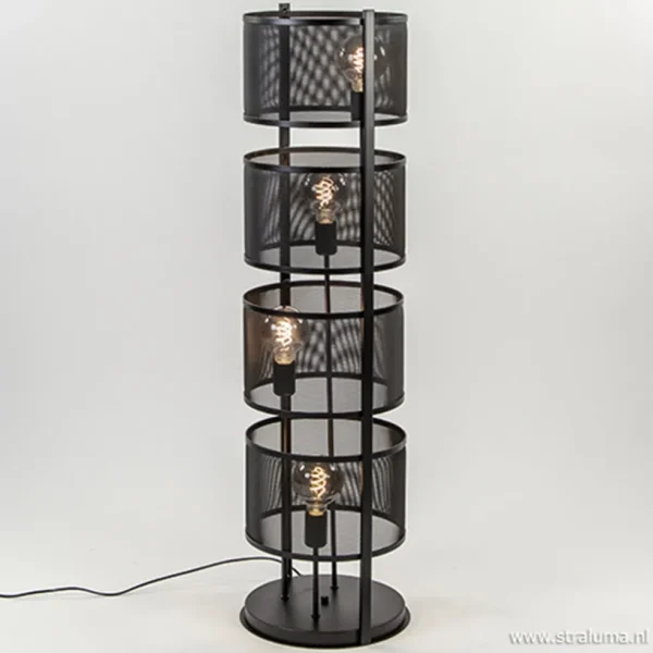 vloerlamp_l_cilinder_gaas_1.webp Discount Straluma Vloerlamp 4L cilinder gaas zwart