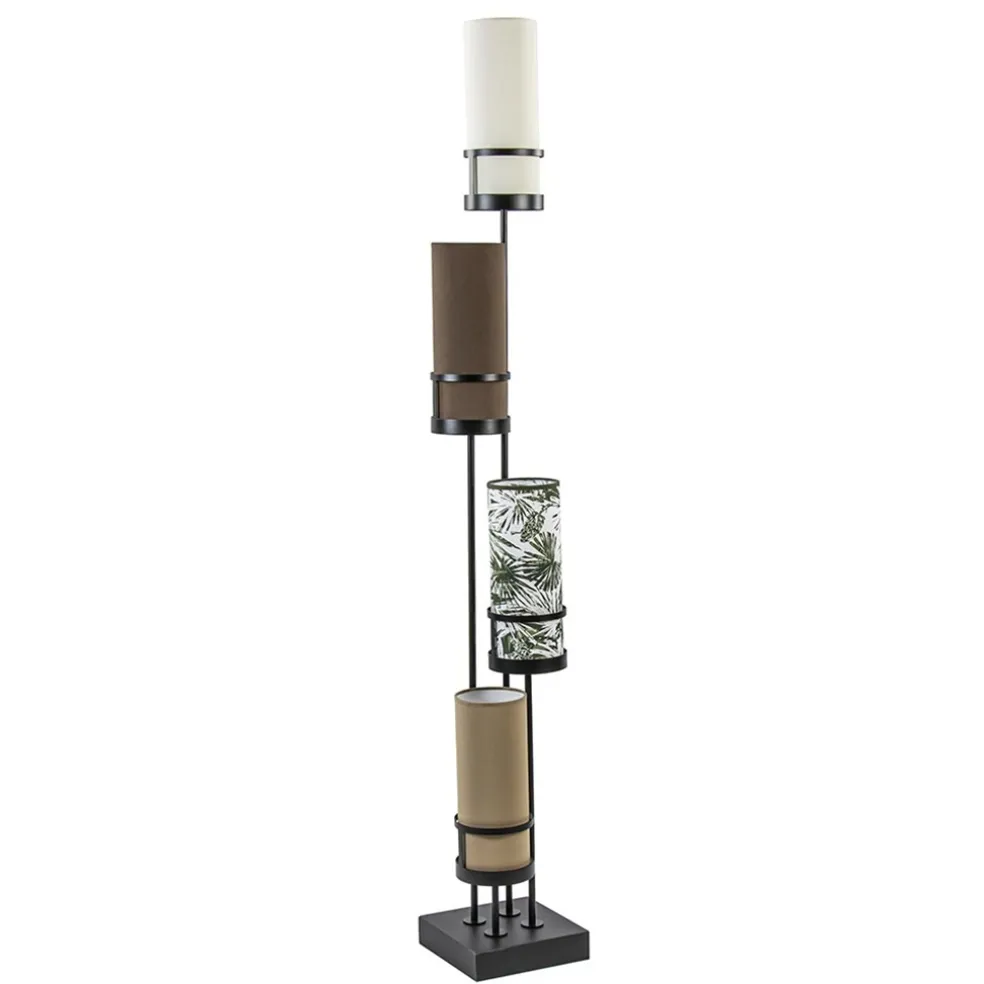 vloerlamp_l_zwart__cilind_0.webp Hot Straluma Vloerlamp 4L zwart + cilinder kappen bruin