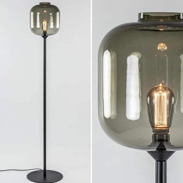 vloerlamp_lett_zwartsmoke_1.webp Hot Straluma Vloerlamp Lett zwart/smoke glas