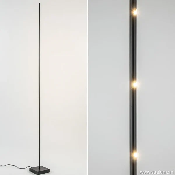 vloerlamp_think_pin_zwart_1.webp Outlet Straluma Vloerlamp Think pin zwart met pushdimmer