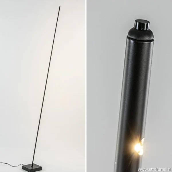 vloerlamp_think_pin_zwart_3.webp Outlet Straluma Vloerlamp Think pin zwart met pushdimmer