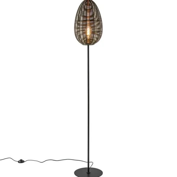 Shop Straluma Vloerlamp Yaelle antiek brons met zwarte voet