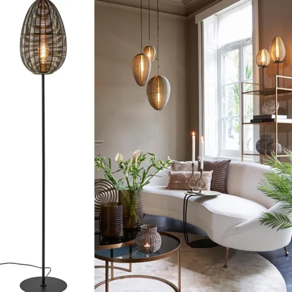 Shop Straluma Vloerlamp Yaelle antiek brons met zwarte voet