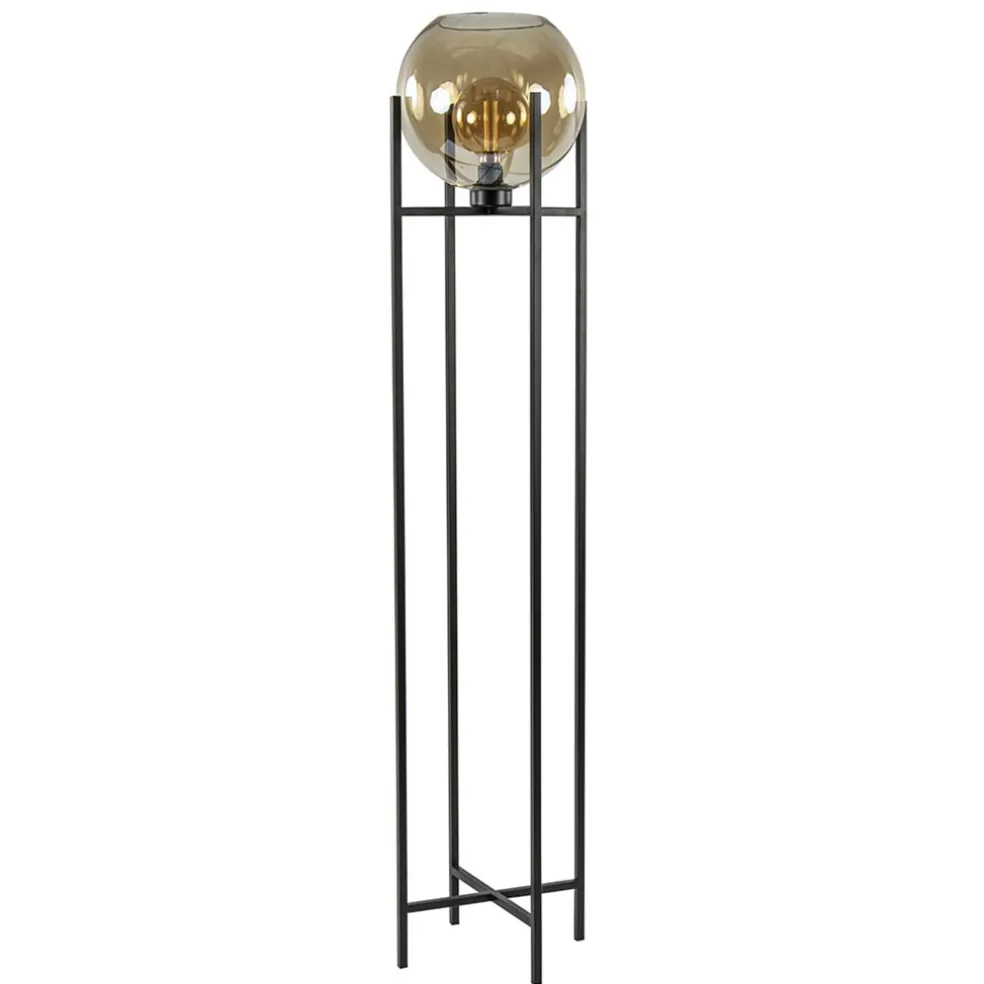 vloerlamp_zwart__amber_gl_0.webp Sale Straluma Vloerlamp zwart + amber glazen bol