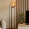 Sale Straluma Vloerlamp zwart + amber glazen bol