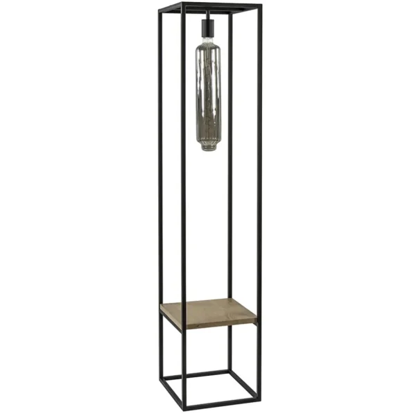 vloerlamp_zwart_frame_met_0.webp Cheap Straluma Vloerlamp zwart frame met houten plank