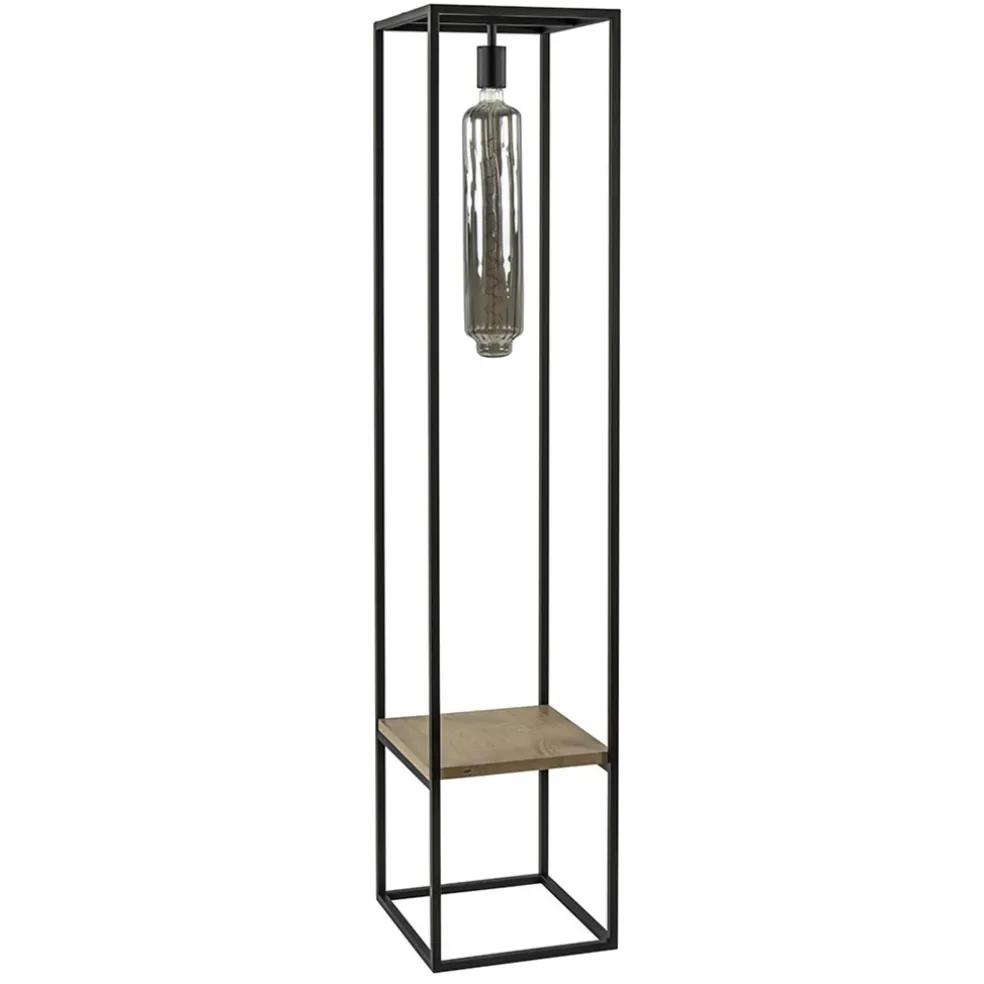 vloerlamp_zwart_frame_met_0.webp Cheap Straluma Vloerlamp zwart frame met houten plank