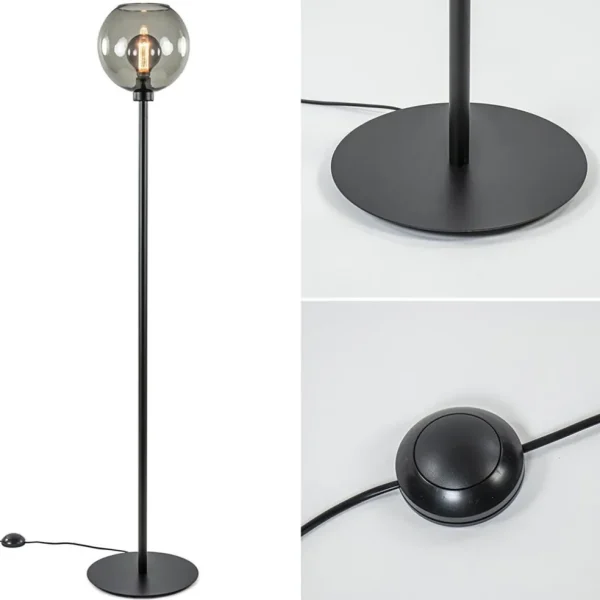 vloerlamp_zwart_met_smoke_1.webp Flash Sale Straluma Vloerlamp zwart met smoke glazen kap