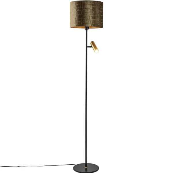 vloerlamp_zwartgoud_met_k_1.webp Cheap Straluma Vloerlamp zwart/goud met kap brons/goud