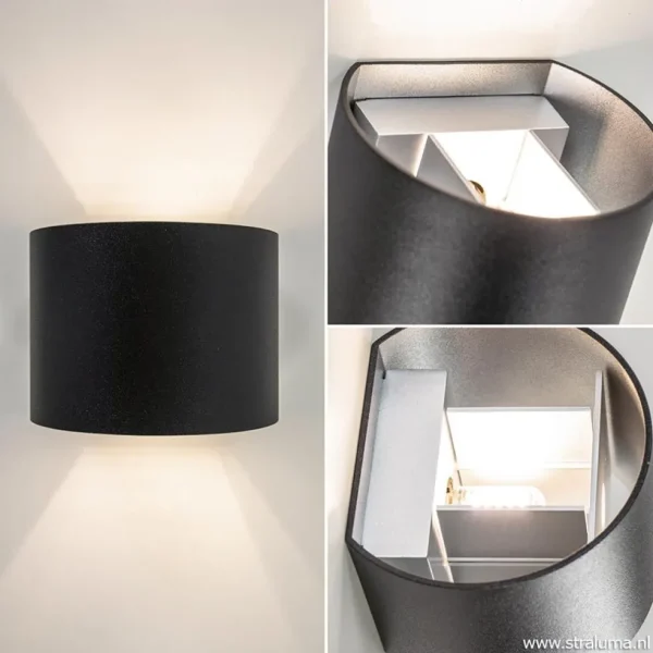 wandlamp_afgerond_zwartgr_3.webp Online Straluma Wandlamp afgerond zwart/grijs stelklep g9