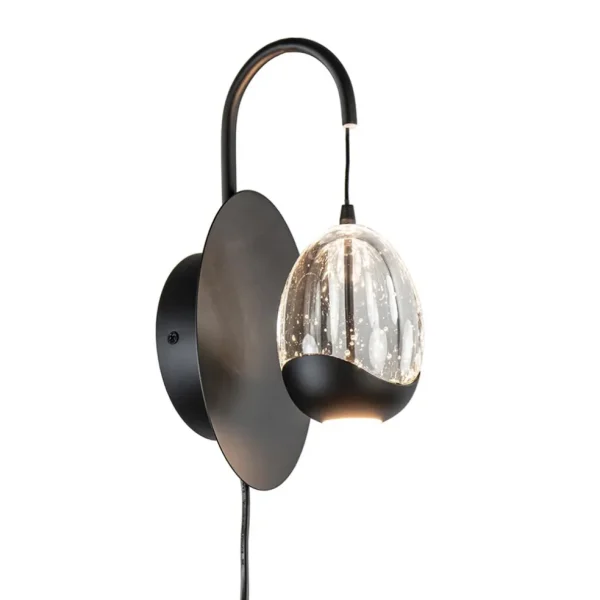 wandlamp_black_egg_zwarth_1.webp Shop Straluma Wandlamp Black Egg zwart/helder glas