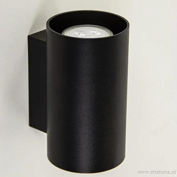 wandlamp_cilinder_zwart_u_2.webp Clearance Straluma Wandlamp cilinder zwart up+down gu10