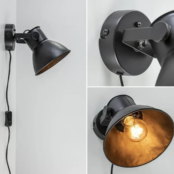wandlamp_eliano_zwart_ind_2.webp Hot Straluma Wandlamp Eliano zwart industrieel