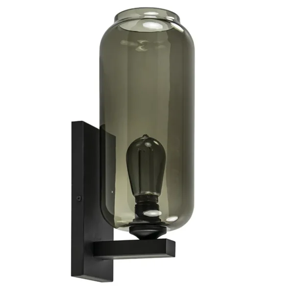 wandlamp_lett_zwart__smok_0.webp Online Straluma Wandlamp Lett zwart + smoke glas