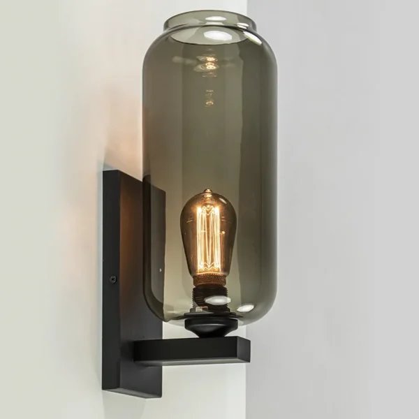 wandlamp_lett_zwart__smok_1.webp Online Straluma Wandlamp Lett zwart + smoke glas