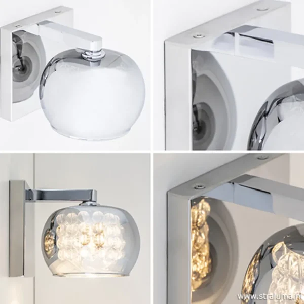 wandlamp_pearl_glaschroom_1.webp Clearance Straluma Wandlamp Pearl glas/chroom