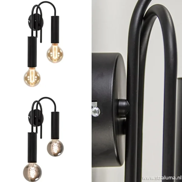 wandlamp_toog_dubbel_zwar_3-1.webp Clearance Straluma Wandlamp toog dubbel zwart