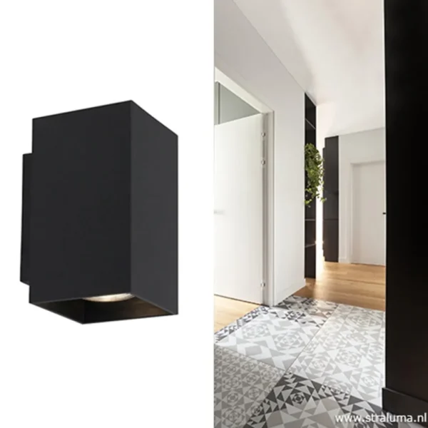 wandlamp_zwart_rechthoek__4.webp New Straluma Wandlamp zwart rechthoek up+down gu10
