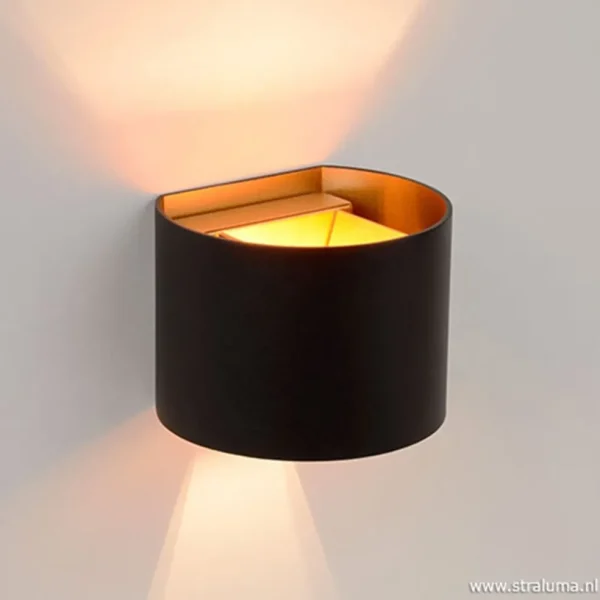 wandlamp_zwartgoud_xio_up_2.webp Flash Sale Straluma Wandlamp zwart/goud Xio up+down rond