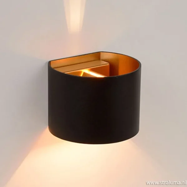 wandlamp_zwartgoud_xio_up_3.webp Flash Sale Straluma Wandlamp zwart/goud Xio up+down rond