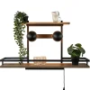 wandlampwandrek_zwart_met_1.webp Outlet Straluma Wandlamp/wandrek zwart met houten planken