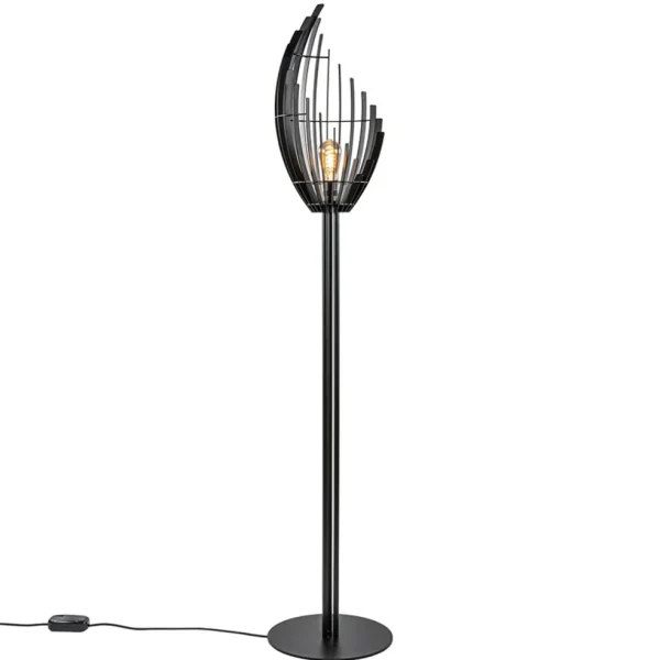 zwart_metalen_design_vloe_1.webp Discount Straluma Zwart metalen design vloerlamp Omegna dimbaar