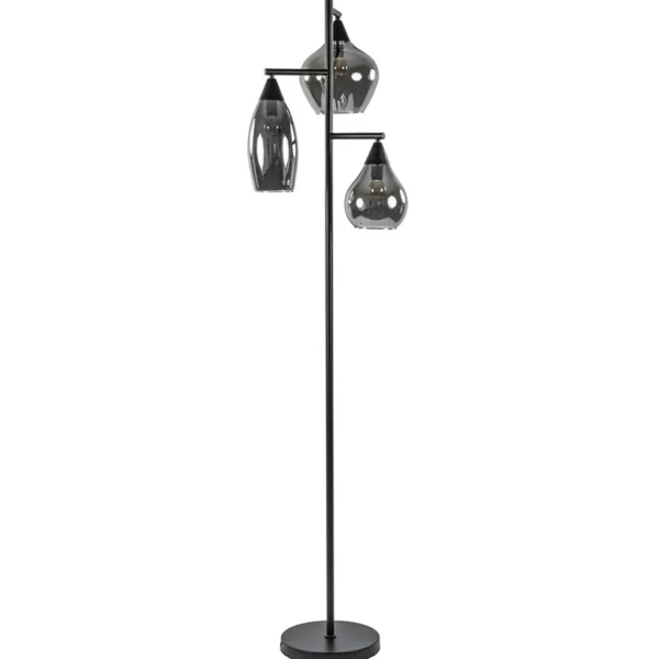 zwart_metalen_vloerlamp_m_0.webp Discount Straluma Zwart metalen vloerlamp met titanium glazen kappen