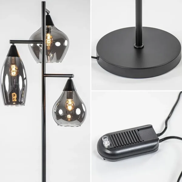 zwart_metalen_vloerlamp_m_2.webp Discount Straluma Zwart metalen vloerlamp met titanium glazen kappen