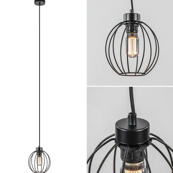 Store Straluma Zwarte draad hanglamp bol klein