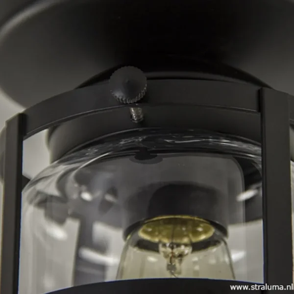 Discount Straluma Zwarte Kooi- plafondlamp met glas