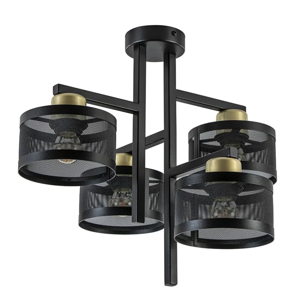zwarte_lichts_plafondlamp_0.webp Online Straluma Zwarte 4-lichts plafondlamp met ronde kappen