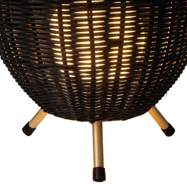 Best Sale Straluma Zwarte rotan tafellamp met gouden driepoot