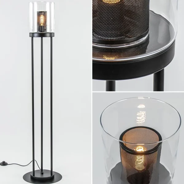 zwarte_vloerlamp_met_cili_1.webp New Straluma Zwarte vloerlamp met cilinder kap helder glas