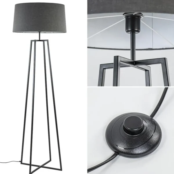 zwarte_vloerlamp_modern_f_3.webp Discount Straluma Zwarte vloerlamp modern frame excl. kap